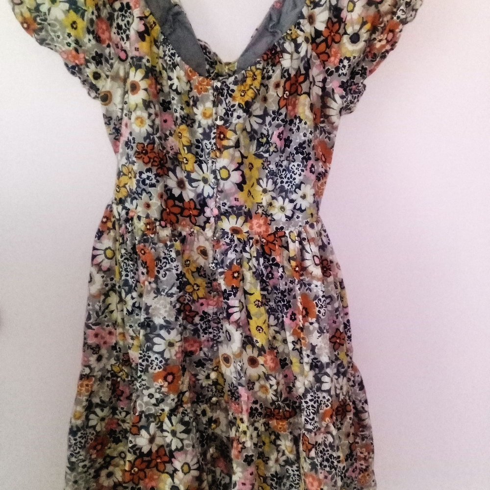 American Eagle Outfitters Blue and Orange Floral Dress